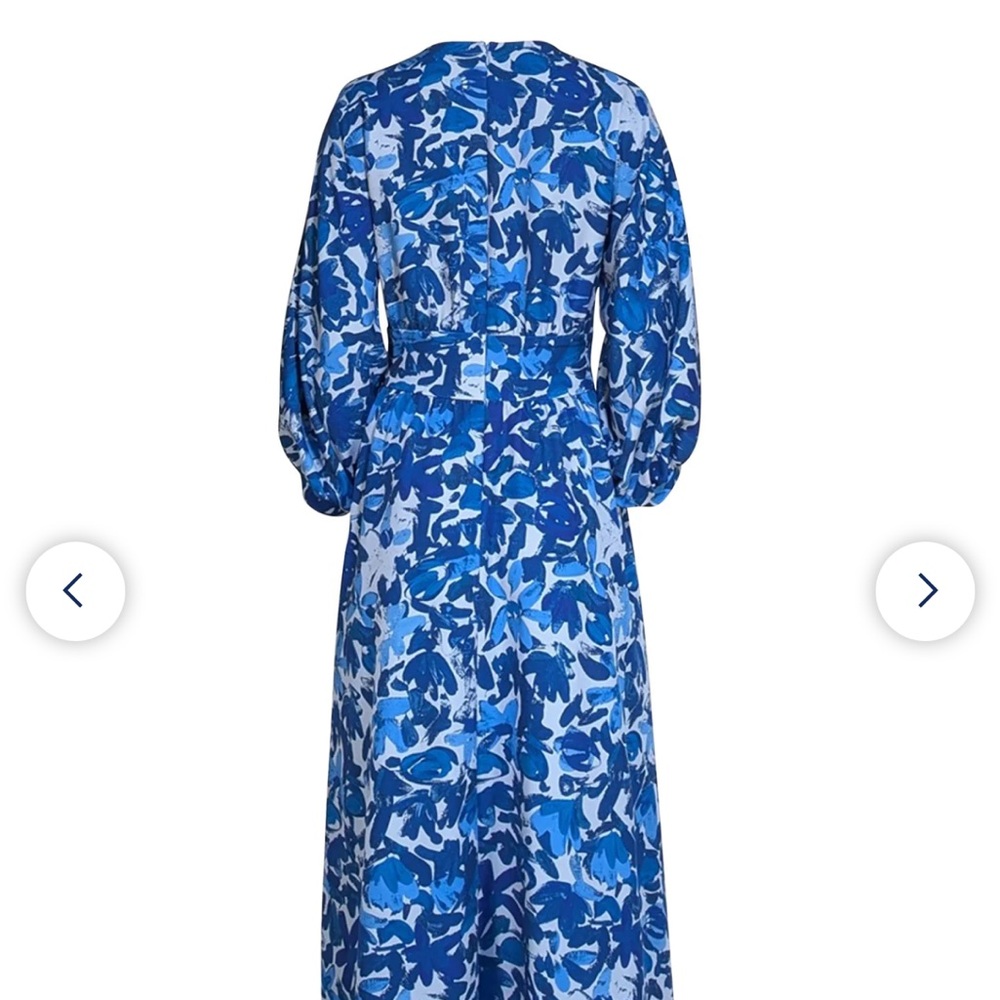 Lela Rose - Multi Blue Floral Print Maxi Dress, size 10 - Picture 4 of 6